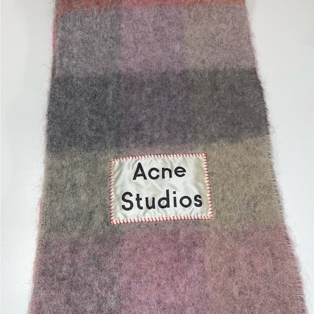 Acne Studios Multi Check Scarf in Pink